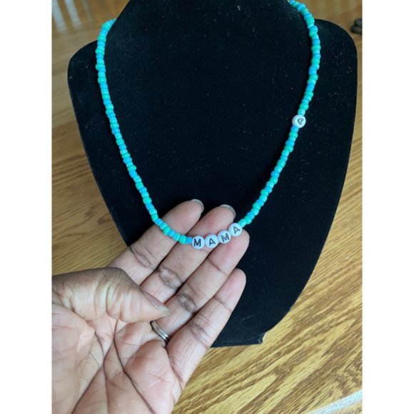 Mama 18 inches Blue Bead Necklace - Picture 4 of 4